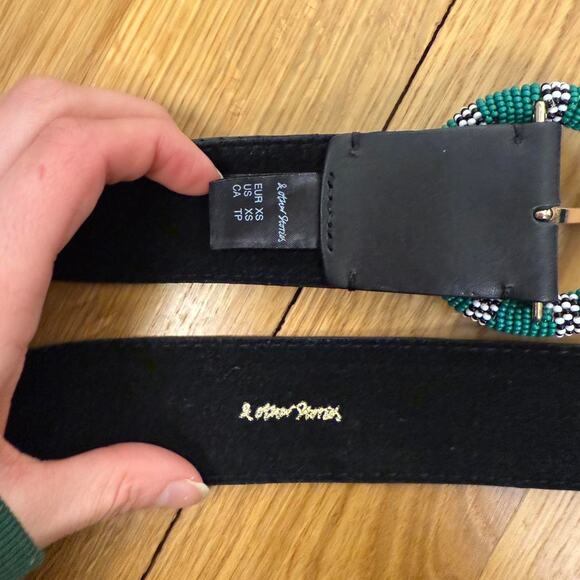 & Other Stories beaded patterned statement belt green black gold size xs - Picture 5 of 8